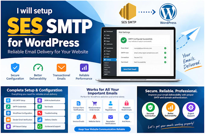 setup amazon ses SMTP for wordpress email delivery