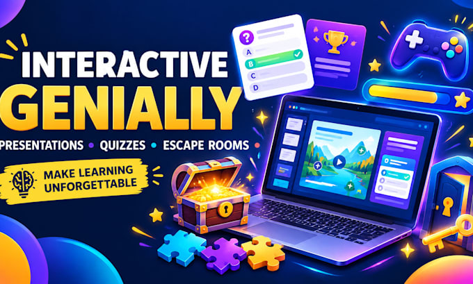 create interactive genially presentations gamification quizzes, course design