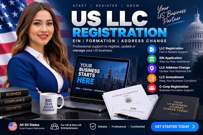 do US llc registration, formation, ein and llc address change