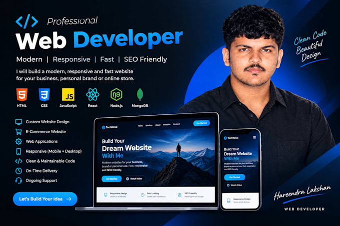 develop modern websites using HTML CSS javascript