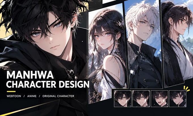 create manhwa character design, korean webtoon art and anime characters