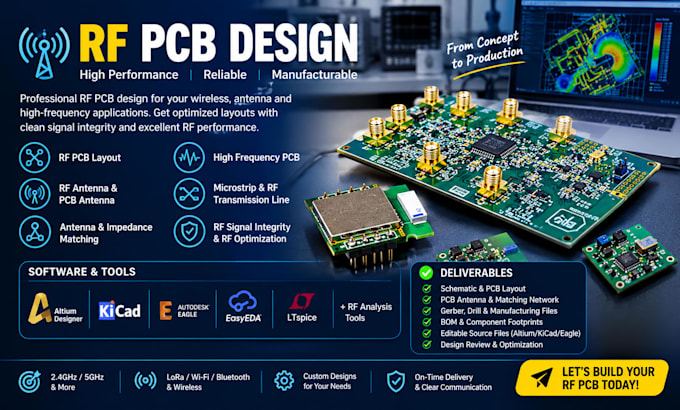 design rf pcb, pcb antenna, rf layout and impedance matching network