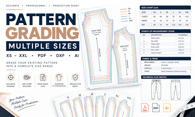 grade your clothing sewing pattern into multiple sizes