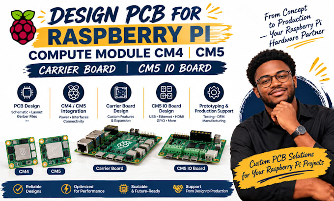 design pcb for raspberry pi compute module cm4 cm5, carrier board, cm5 io board