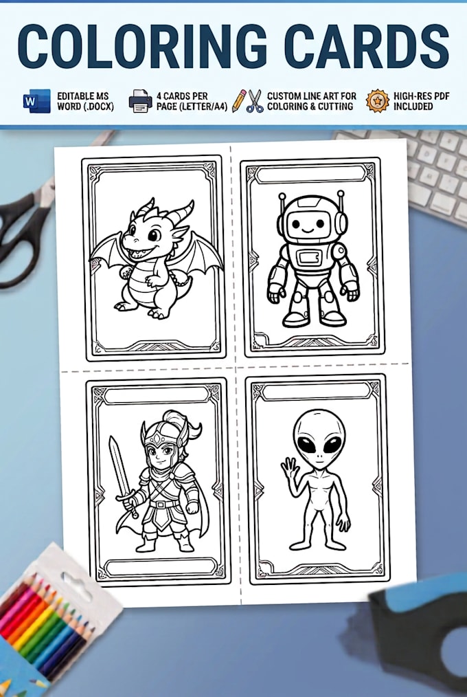 create printable coloring play cards in microsoft word