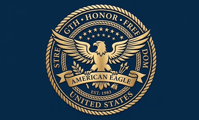 draw american, eagle, falcon, phoenix, hawk or badge logo