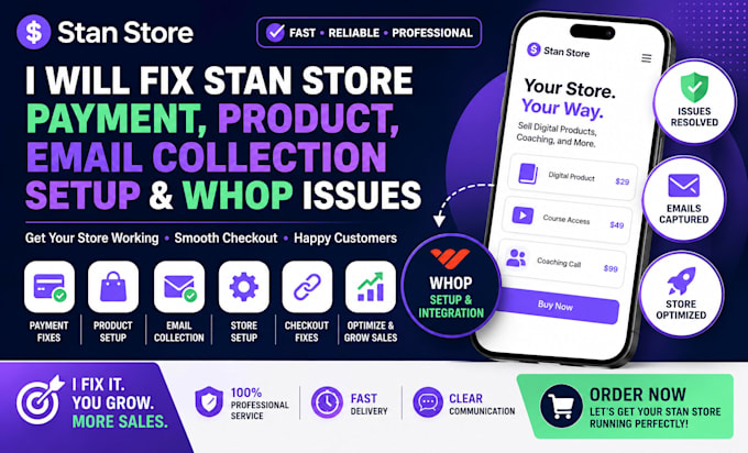 fix stan store payment product email collection issues stan store setup ai whop