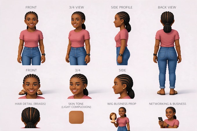 create 3d pixar style characters concept art ai animation turnaround sheets