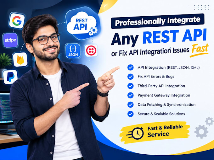 professionally integrate any rest API or fix API integration issues fast