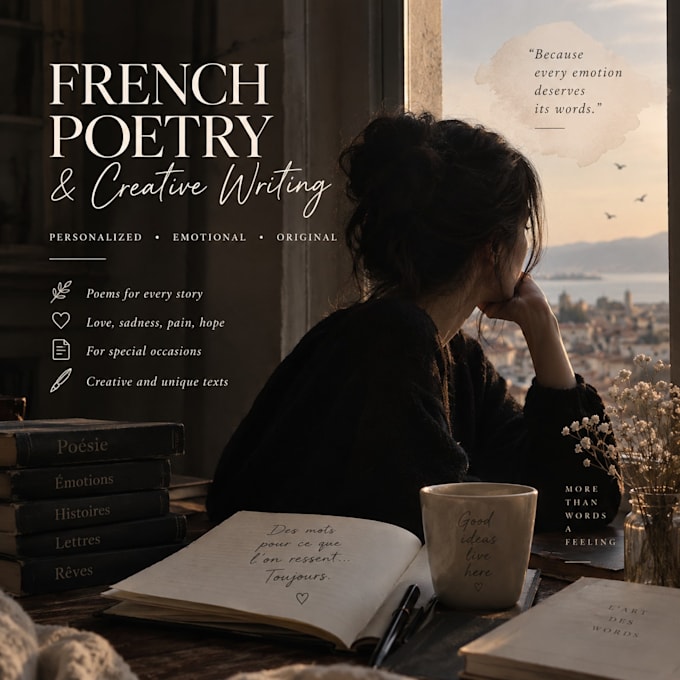 write creative french poetry and texts for you