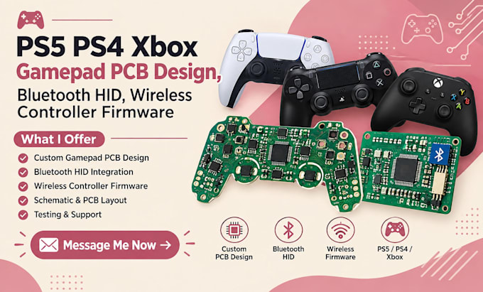 do ps5 ps4 xbox gamepad pcb design, bluetooth hid, wireless controller firmware