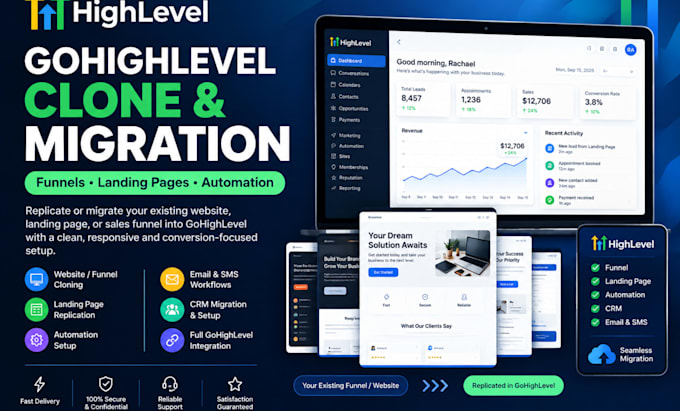 clone gohighlevel website or copy landing page and replicate ghl sales funnel VA