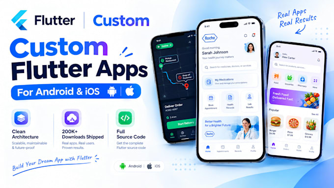 develop a custom flutter app for android and ios