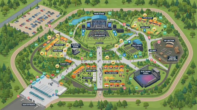 design vector map, event map, festival map and property map
