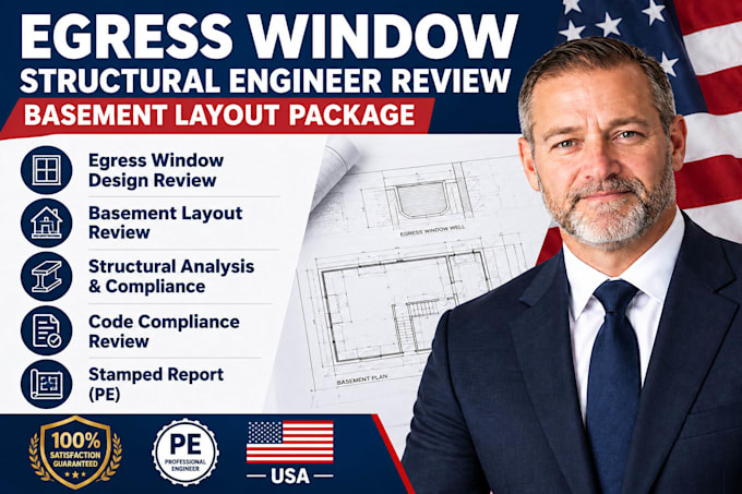 egress window structural engineer review basement layout package ca nv az nm
