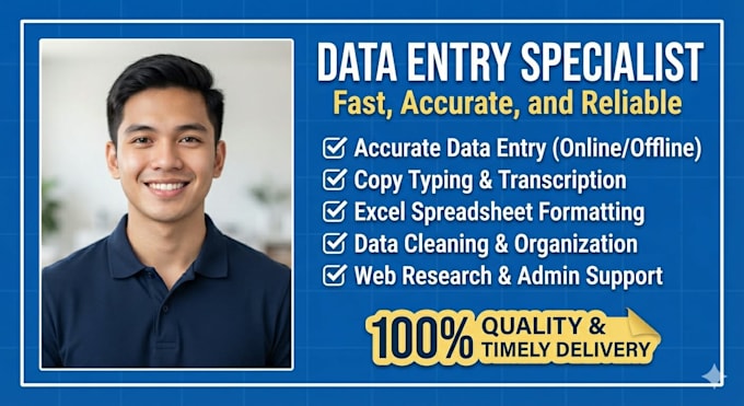 do accurate data entry, copy typing, and excel data cleaning