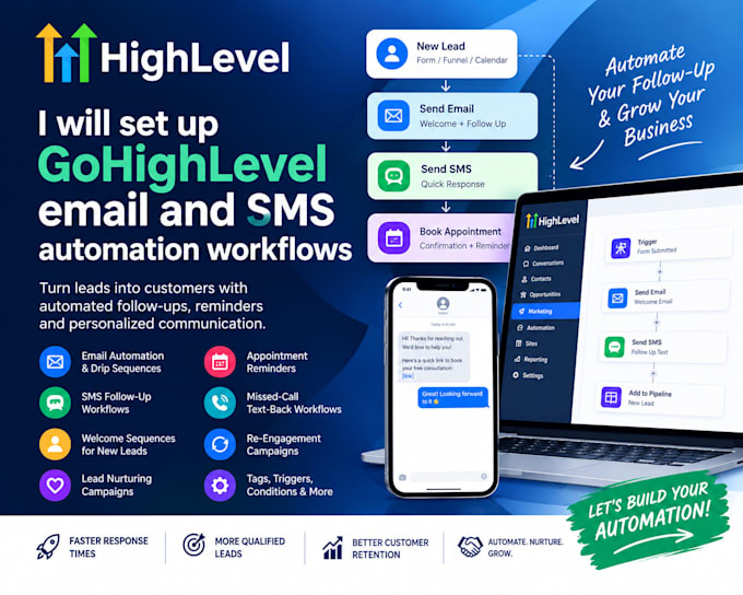 set up gohighlevel email automation sms automation workflows