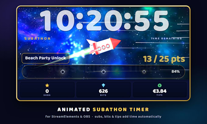 set up your animated twitch subathon timer widget