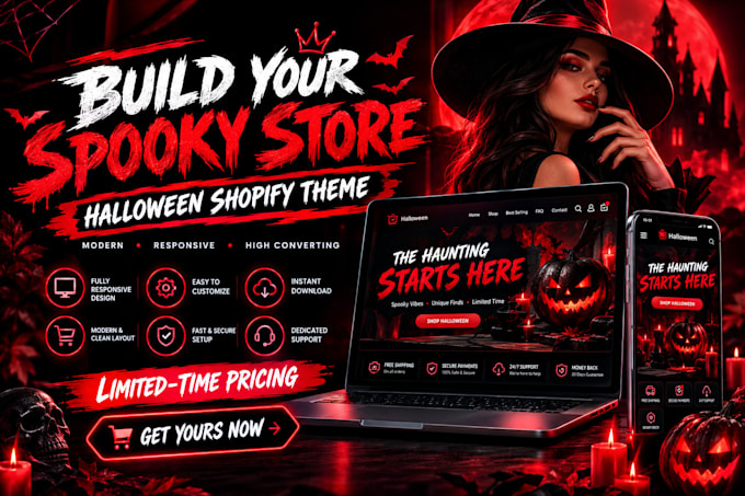 design a halloween shopify store a shopify websit and a halloween e commerce