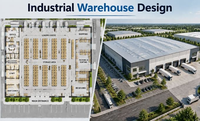 design modern industrial warehouse architecture building construction layout