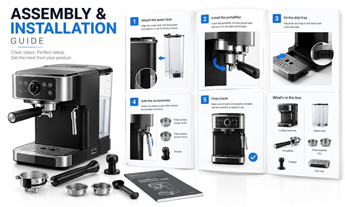 create assembly instructions, installation guides and step by step manual
