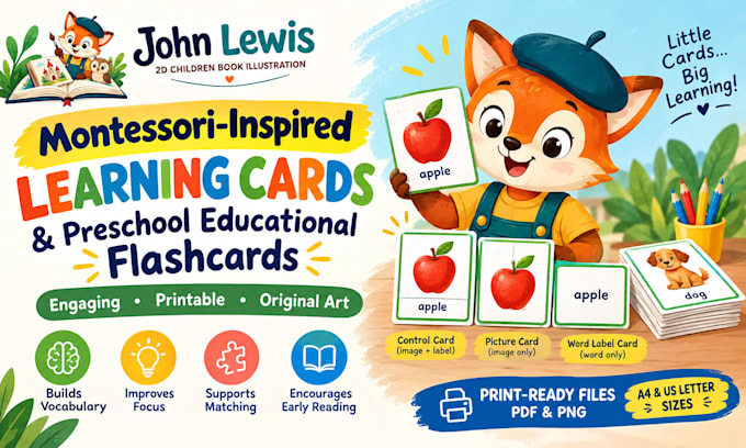 create printable montessori learning cards and preschool educational flashcards