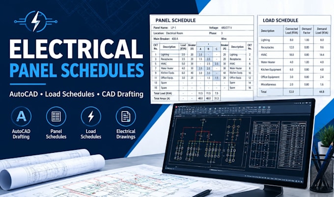 create electrical panel schedules and load schedules in autocad USA