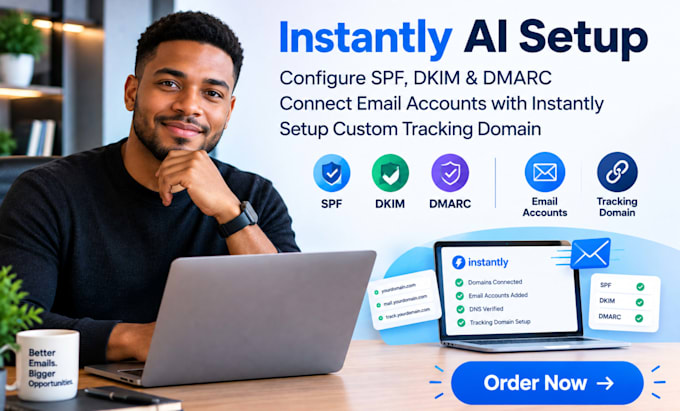 setup instantly ai with spf, dkim, dmarc and custom tracking domain