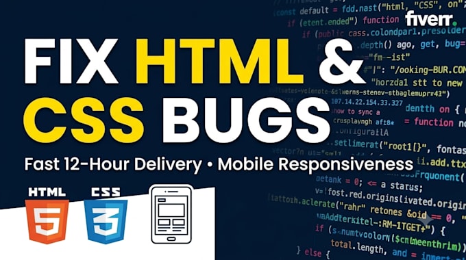fix HTML CSS and responsive layout bugs in 12 hours