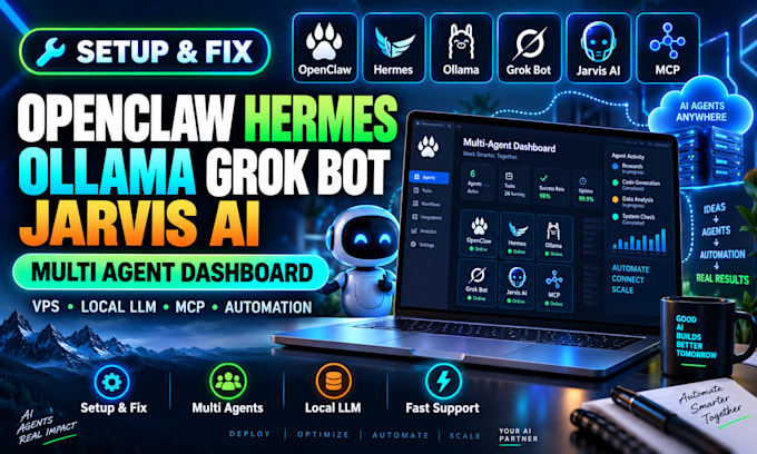 setup fix openclaw hermes agent ollama grok bot jarvis ai multi agent dashboard