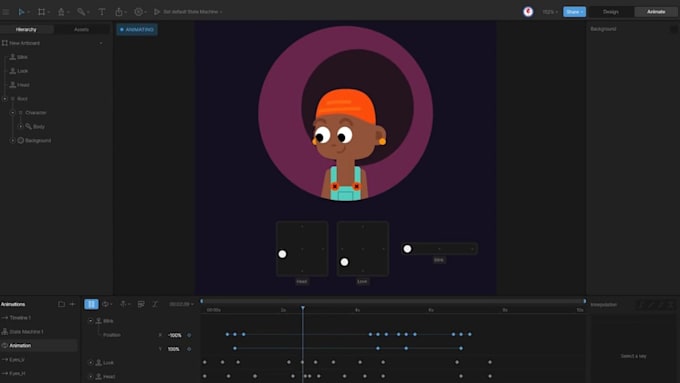 create custom animation in rive for website, app or game