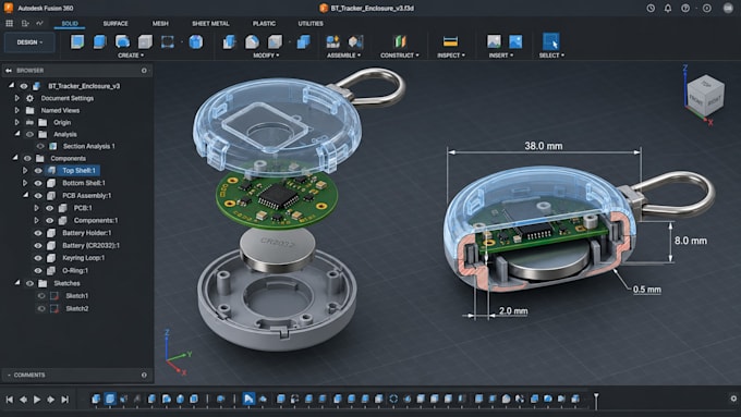 design pcb enclosure, electronics casing, product housing, 3d print in solidwork