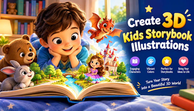 create 3d kids storybook illustrations