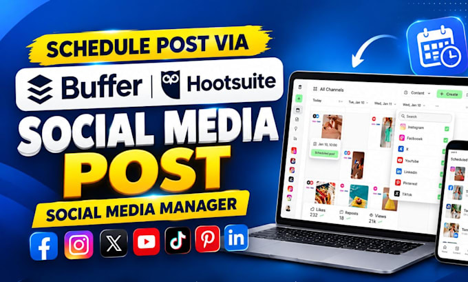 schedule post via buffer hootsuite social media post social media manager