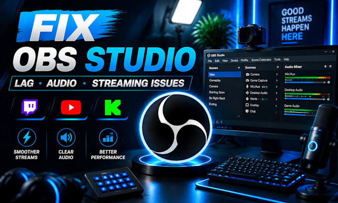 fix obs studio lag audio and streaming issues for twitch youtube and kick