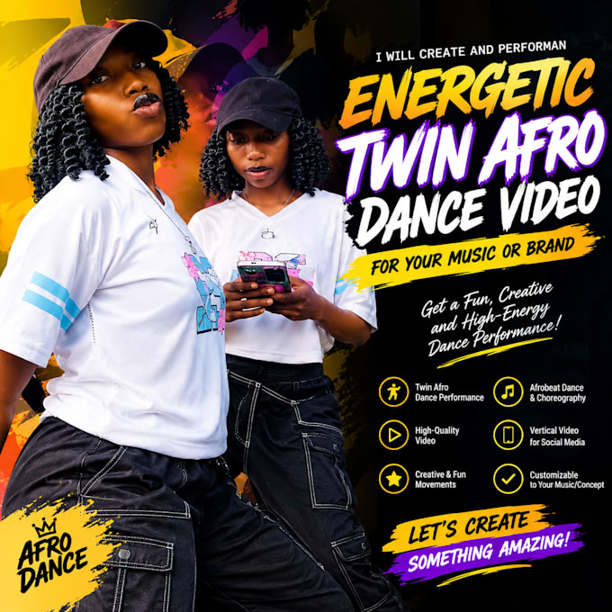 create and perform an energetic twin afro dance for tiktok