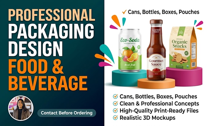 do product packaging design, beverage can label design, box design, label design