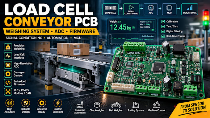 design load cell conveyor pcb, weighing system, adc and embedded firmware