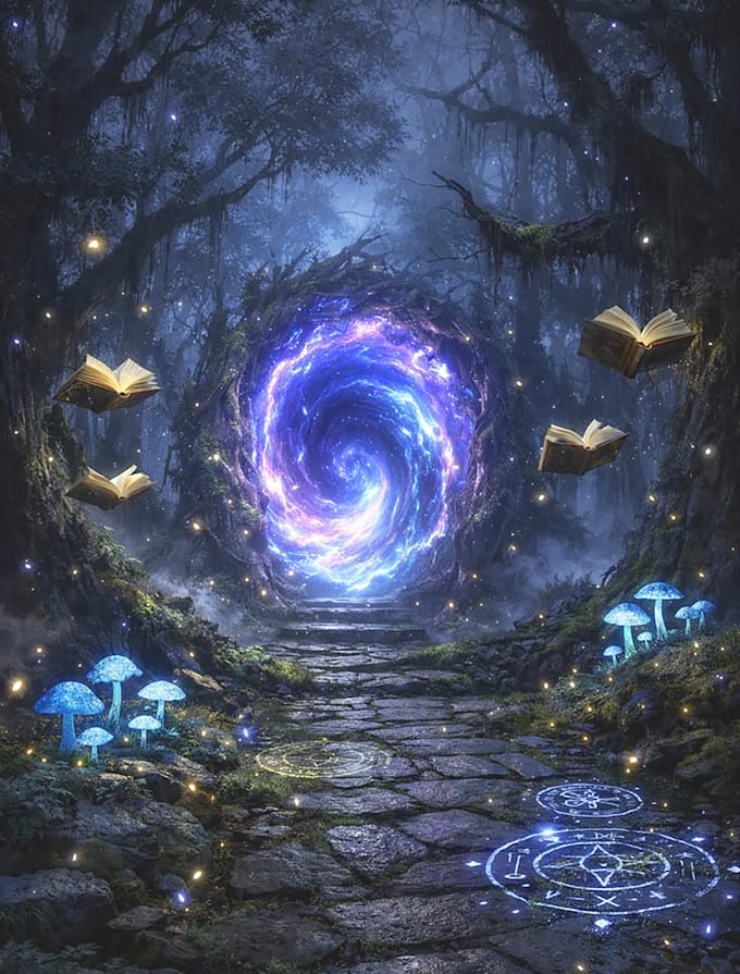 design a magical fantasy book cover
