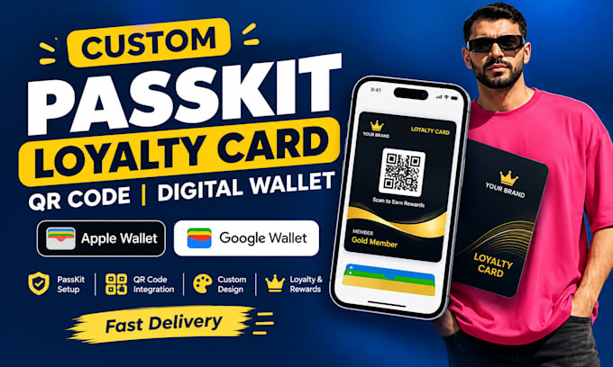 design custom passkit loyalty card qr code digital wallet apple google wallet