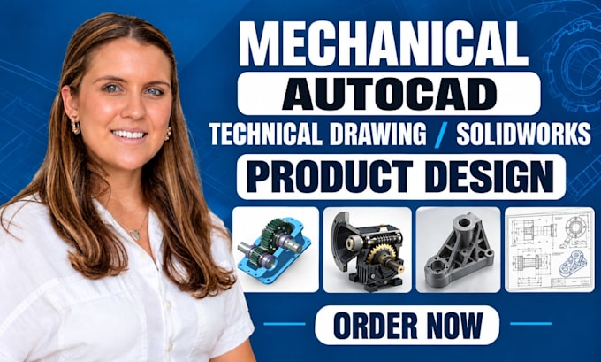 draw mechanical 2d drafting and technical drawings in autocad and solidworks