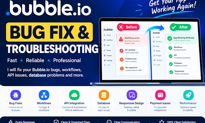 be your bubble developer to fix bubble io bugs, errors and issues