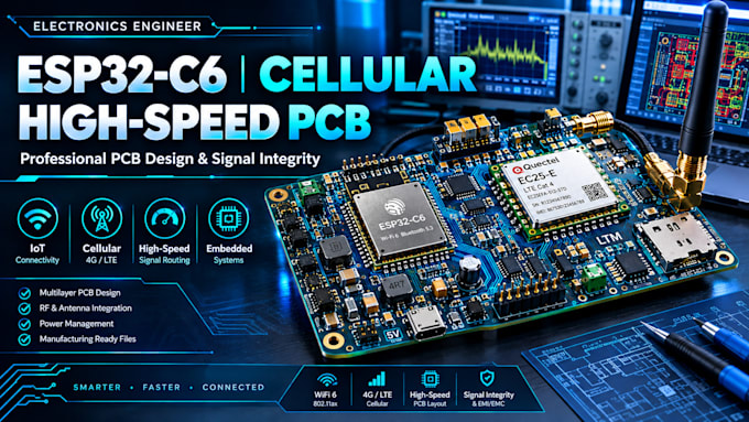 design esp32 c6, cellular and high speed pcb layout