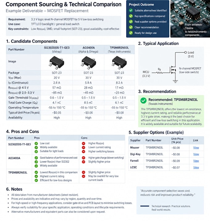 source and technically qualify electronic components for your projects