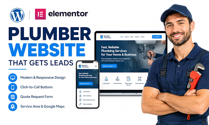 build a plumber wordpress website with elementor and lead capture