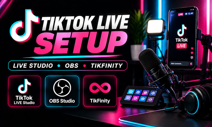 set up tiktok live on PC with live studio obs virtual camera and tikfinity alert