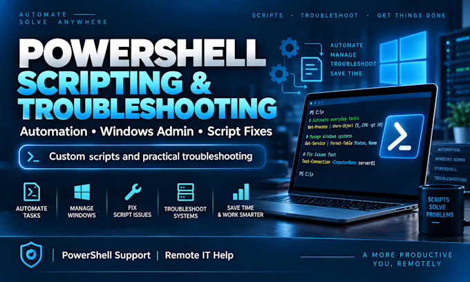 create or troubleshoot powershell scripts for windows IT tasks