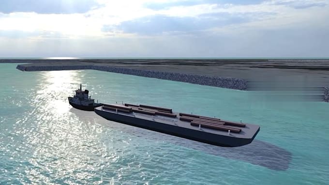 create 3d construction animation offshore piling and engineering visualization