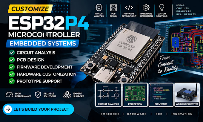 customize esp32p4 microcontroller embedded systems circuit analysis pcb design