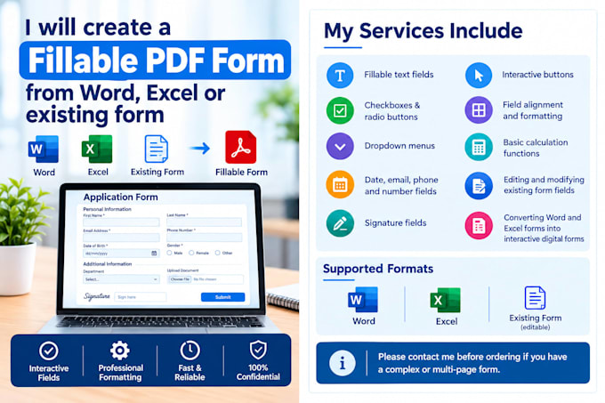 create a fillable PDF form and editable interactive PDF